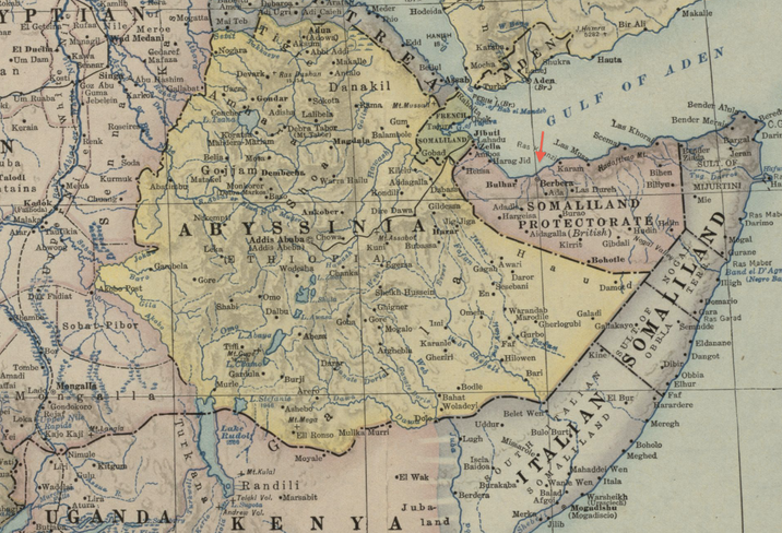 1922_Berbera_detail_Map_of_Africa_and_Adjoining_Portions_of_Europe_and