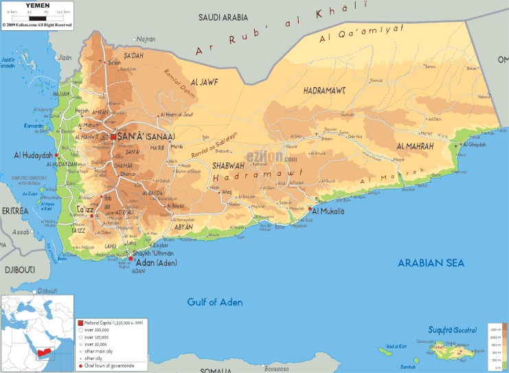 Yemen-physical-map